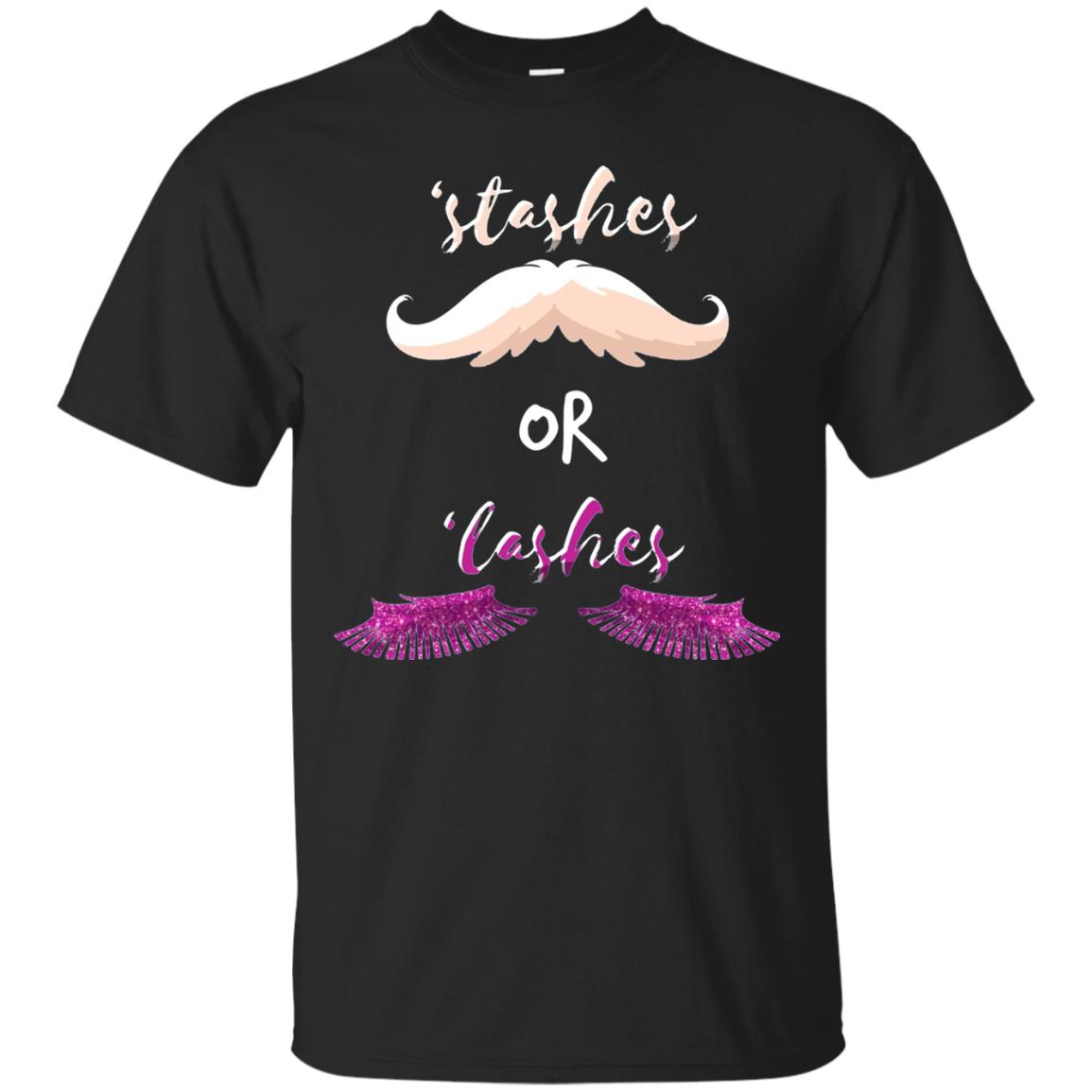 Stashes Or Lashes Funny Baby Gender Shower Reveal Pregnancy Shirt Black