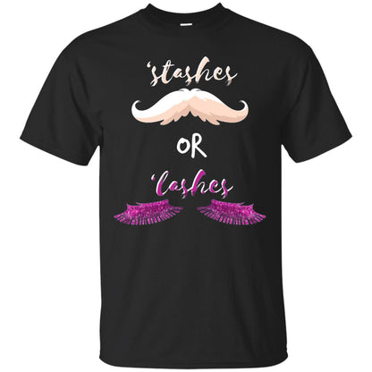 Stashes Or Lashes Funny Baby Gender Shower Reveal Pregnancy Shirt Black