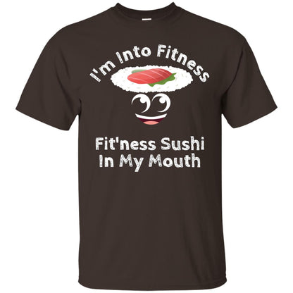 Im Into Fitness Sushi In My Mouth Cute Cartoon Tshirt Dark Chocolate