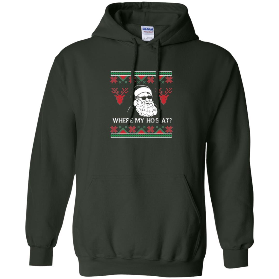 Christmas T-shirt Santa Claus Where My Hos At T-shirt Forest Green