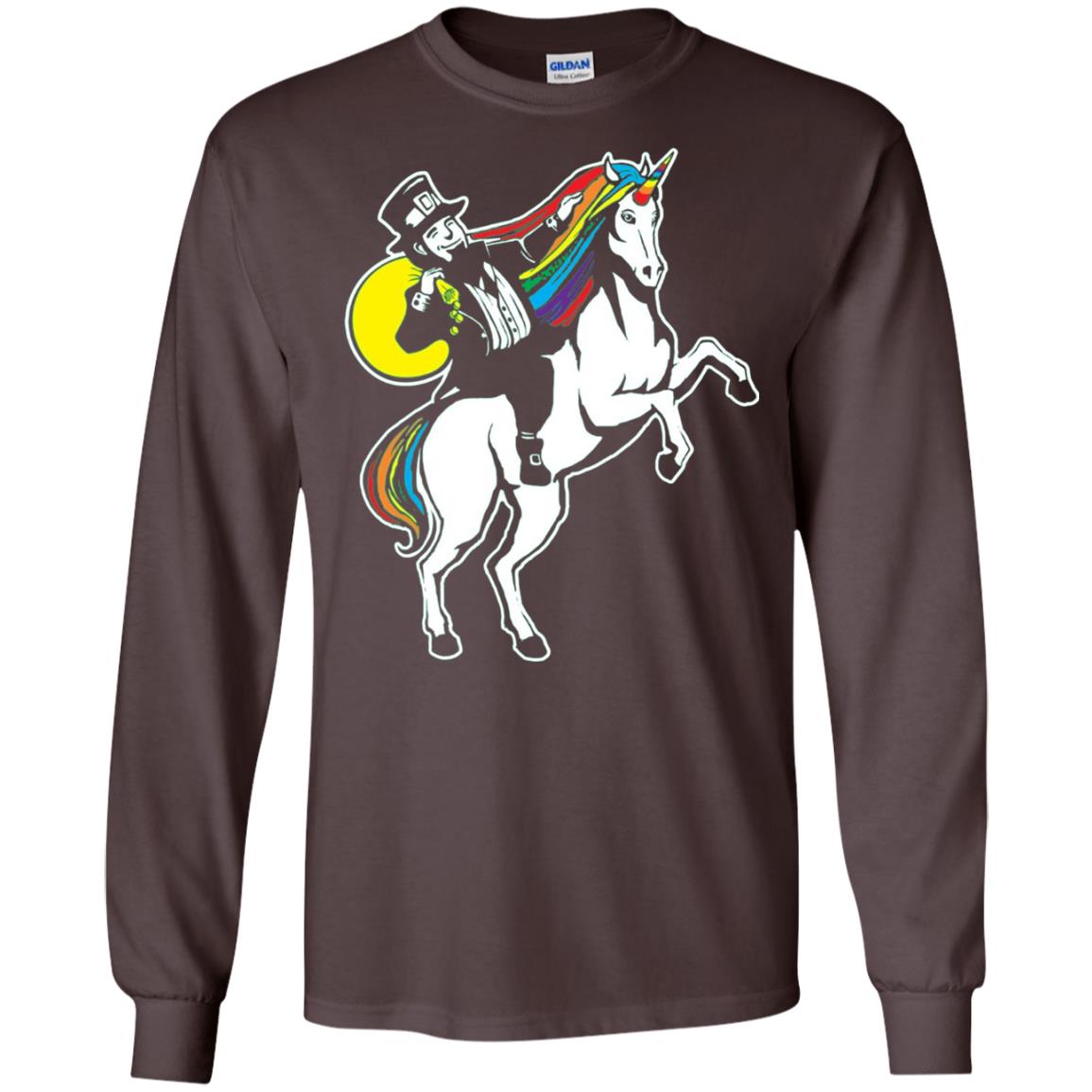 Lepricorn Leprechaun Riding Unicorn St Patrick_s Day T-shirt Dark Chocolate