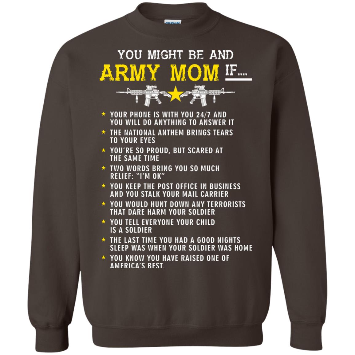 Veteran T-shirt You Might Be An Army Mom If Dark Chocolate