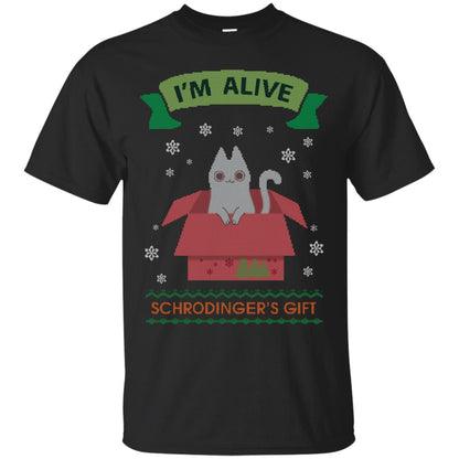 Im Alive Schrodingers Gift Cat Christmas Shirt Black