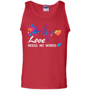 Love Needs No Words Puzzle Heartbeat Gift Shirt For Autism Awareness