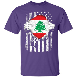 Super Lebanon Hearts American Patriot Flag Lebanese T-shirt