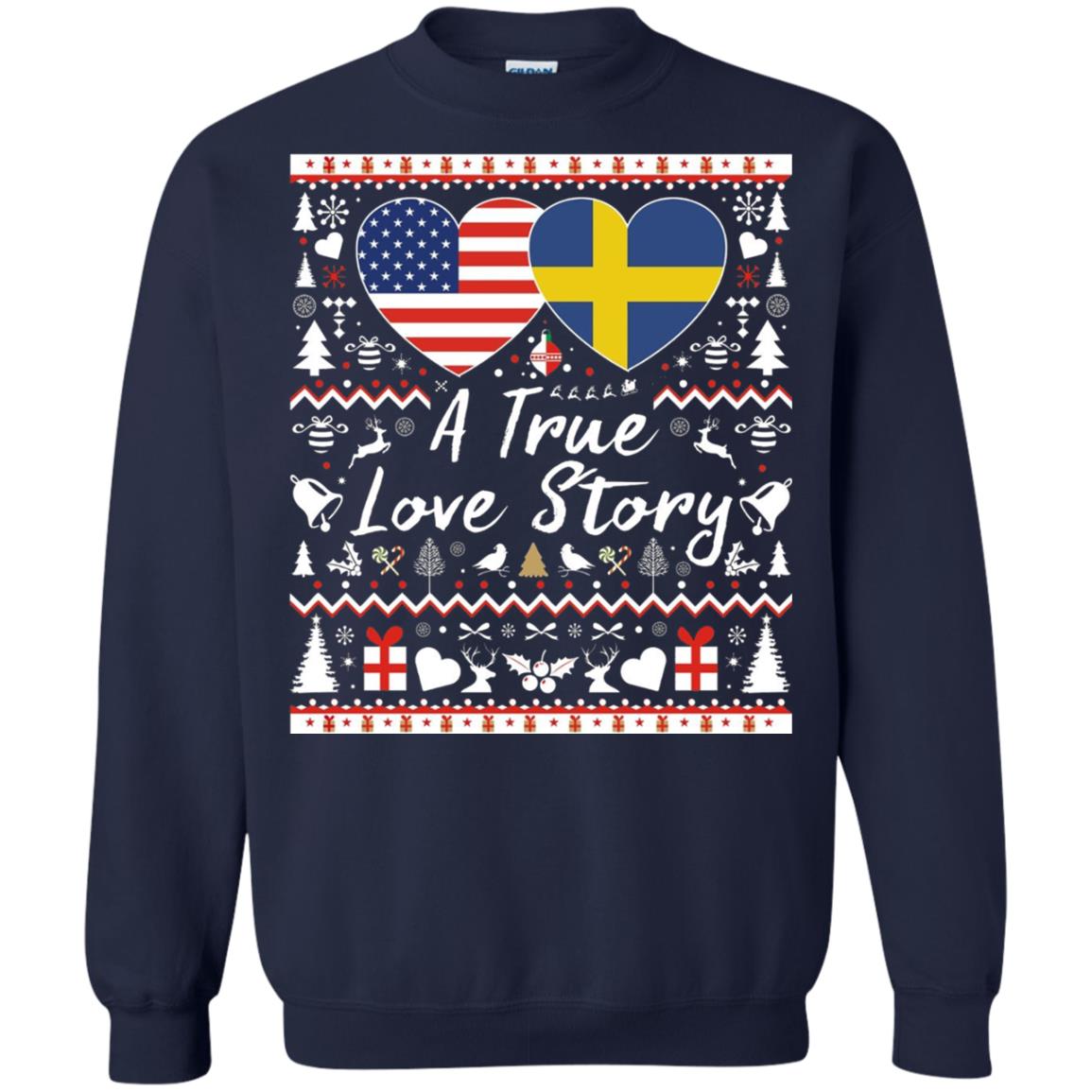 Christmas T-shirt American Swedish A True Love Story Navy