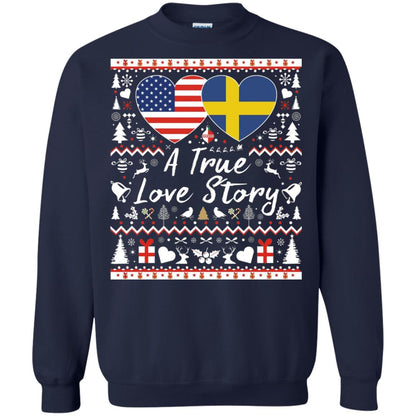 Christmas T-shirt American Swedish A True Love Story Navy