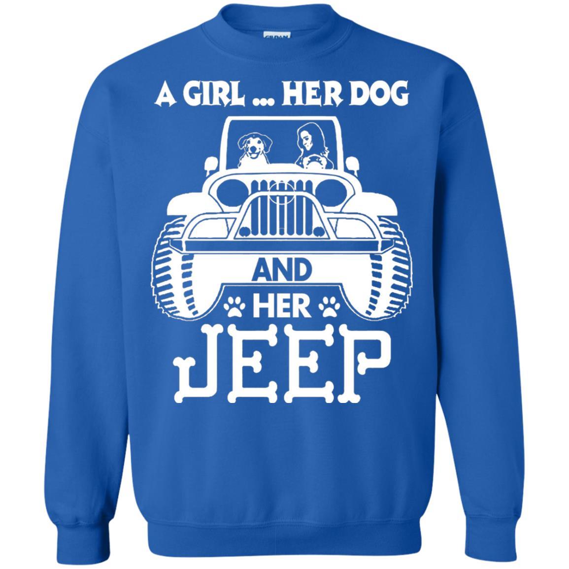 Dog Lover T-shirt A Girl Her Dog And Her Jeep Royal