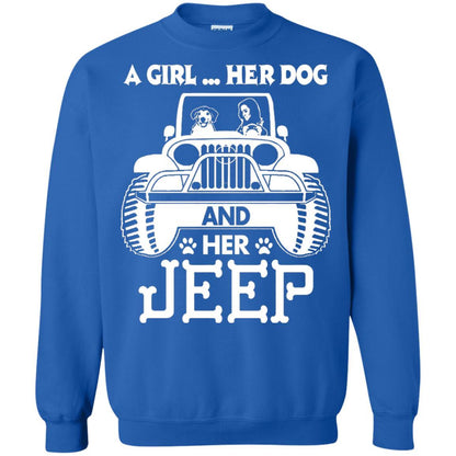 Dog Lover T-shirt A Girl Her Dog And Her Jeep Royal