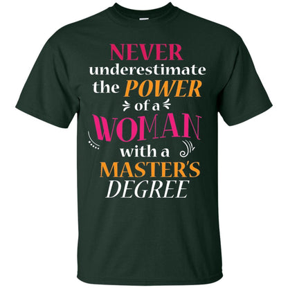 Funny Masters Degree T-shirt Never Underestimate The Power Forest Green
