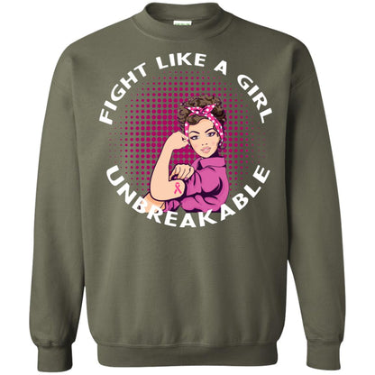 Fight Like A Girl Unbreakable Breast Awareness Shirt Military Green