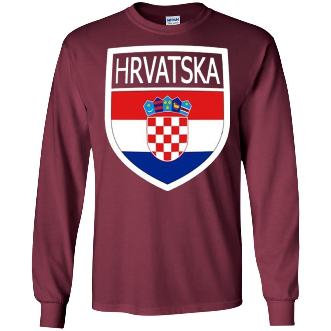 Croatia Shield T-shirt Hrvatska Patch Croatian Flag Badge Maroon