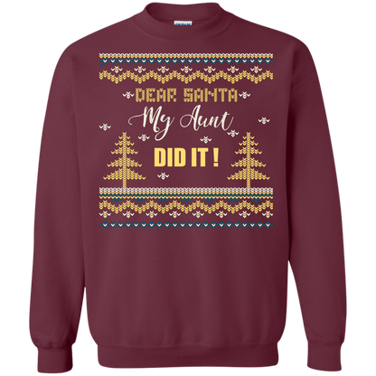 Christmas T-shirt Dear Santa My Aunt Did It Maroon
