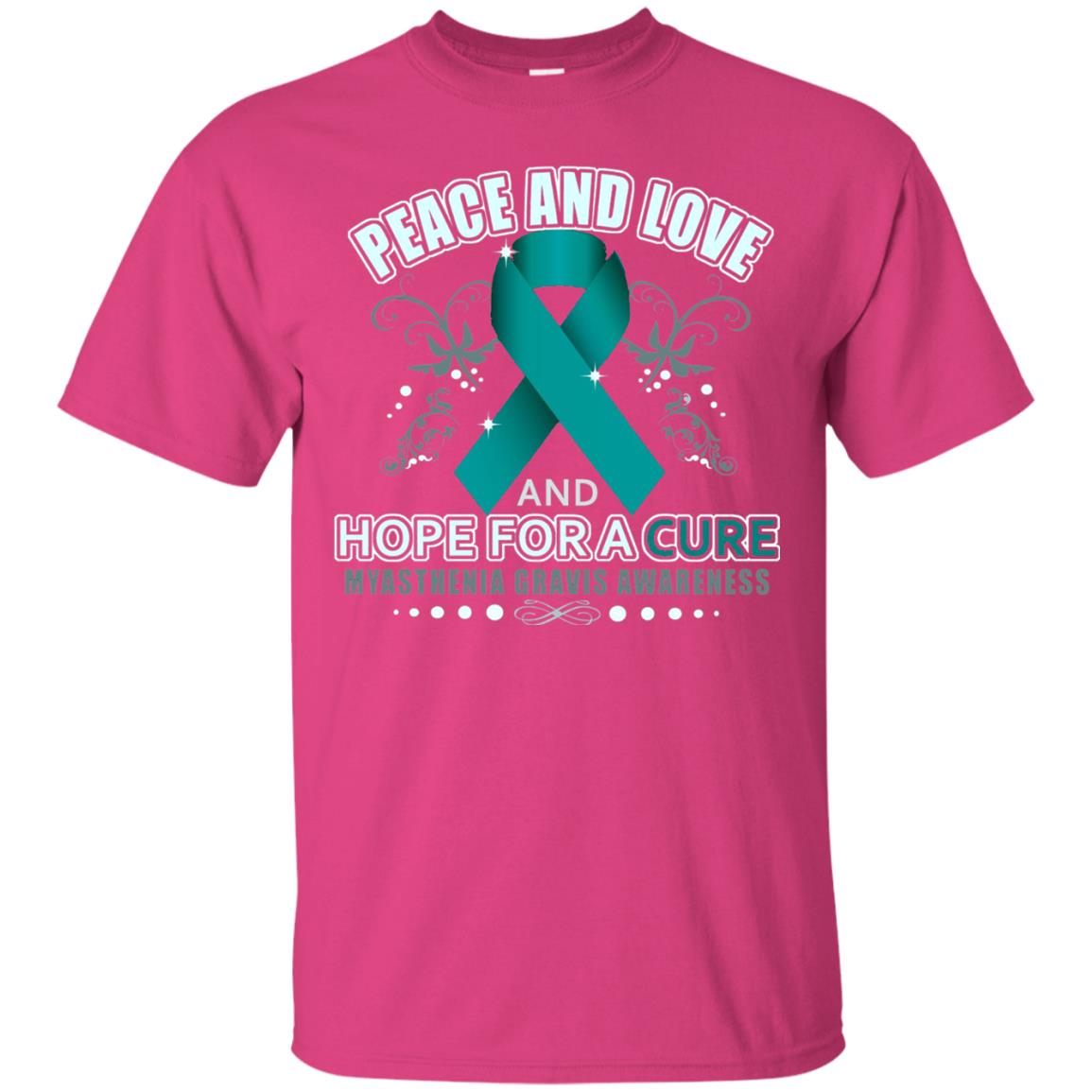 Myasthenia Gravis Awareness T-shirt Peace Love And Hope Heliconia