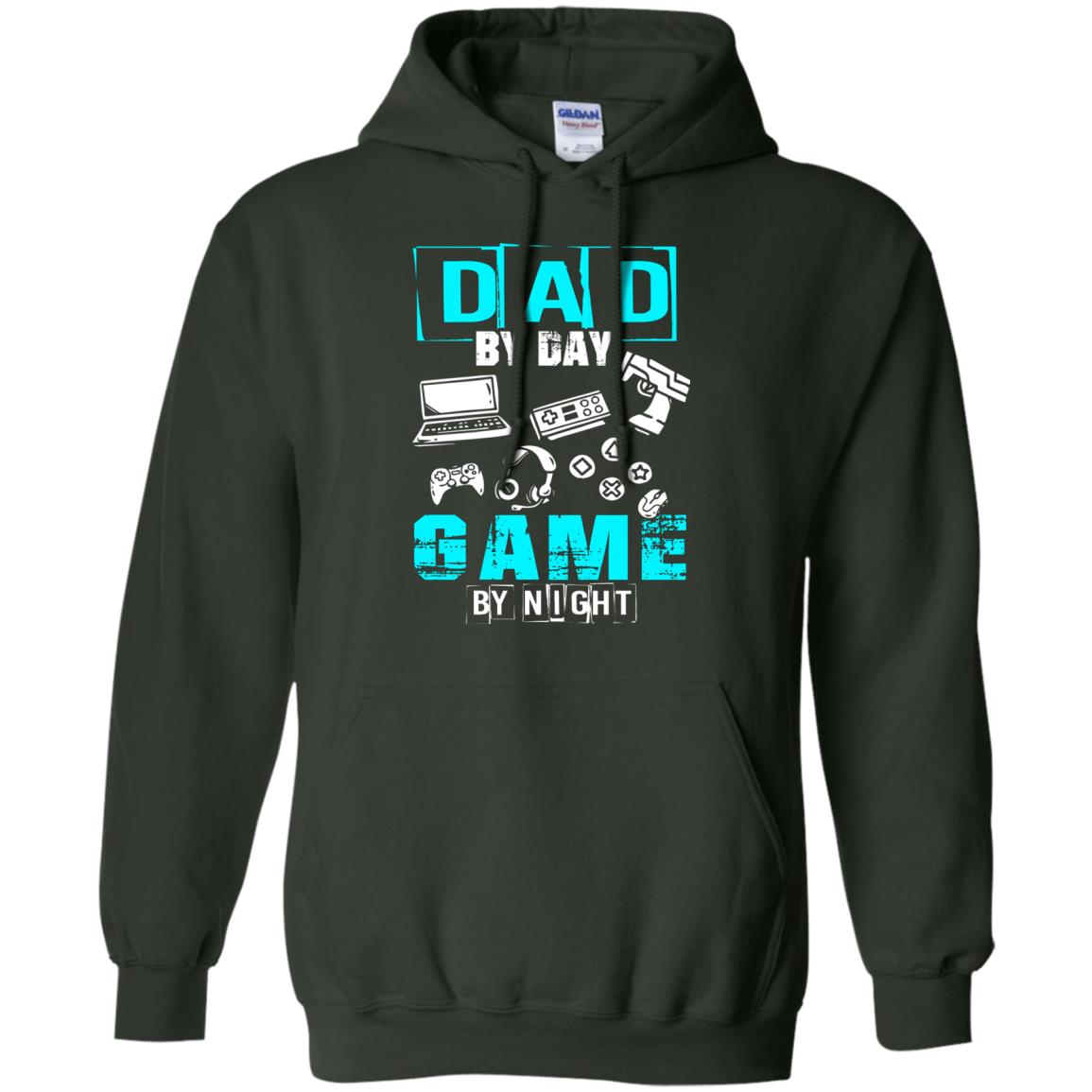 Dad By Day Gamer By Night Gamer T-shirt Forest Green