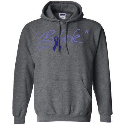 Colon Cancer Awareness Shirt Dark Blue Ribbon Believe Dark Heather