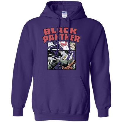 Black Panther Retro Comic Stacked Panel Art T-shirt Purple
