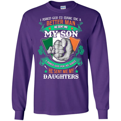 He Sent Me My Son He Sent Me My Daughters Saint Patrick's Day Shirt For Dad Purple