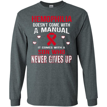 Hemophilla Shirt Comes With Son Who Never Gives Up Dark Heather