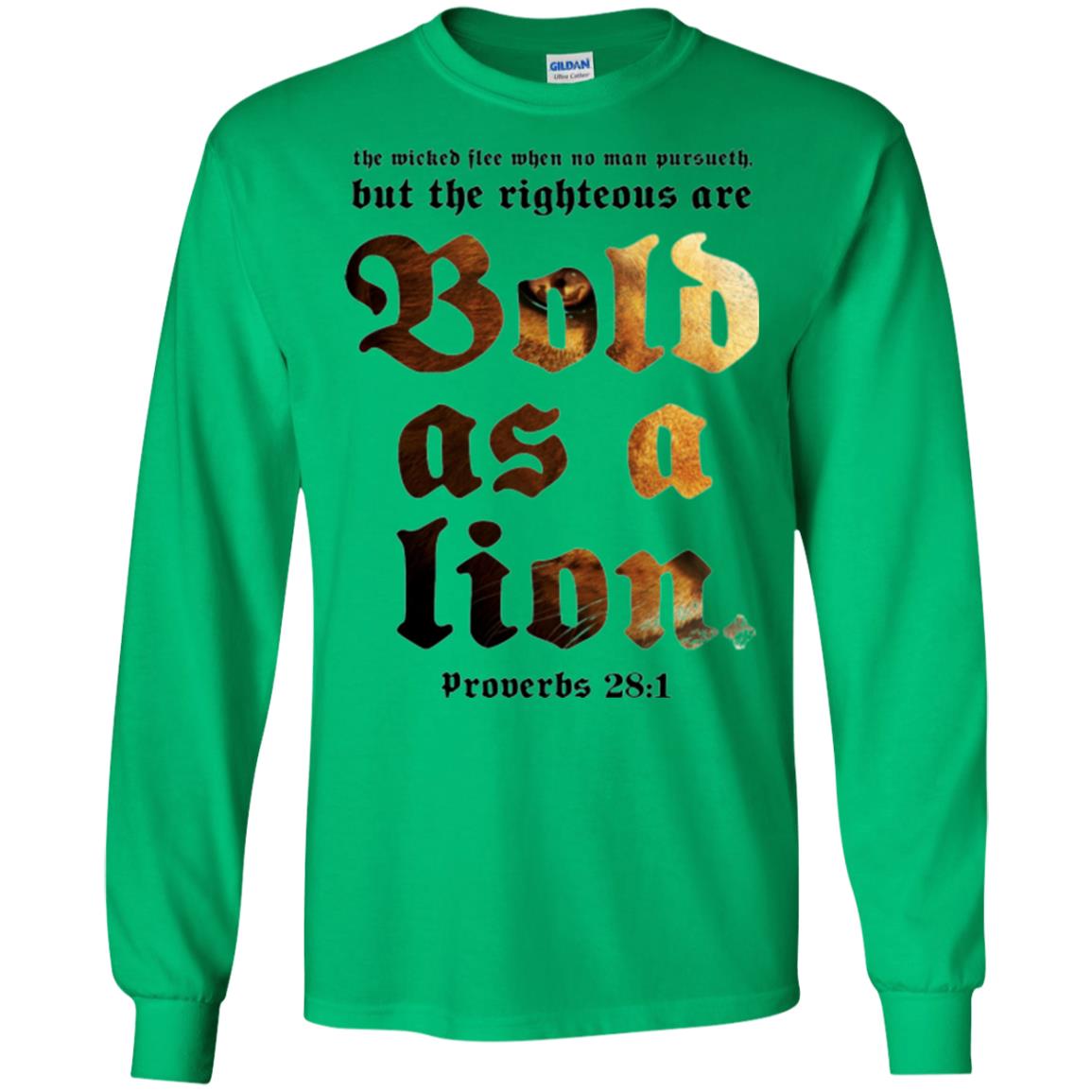 Christian T-shirt Bold As A Lion Irish Green