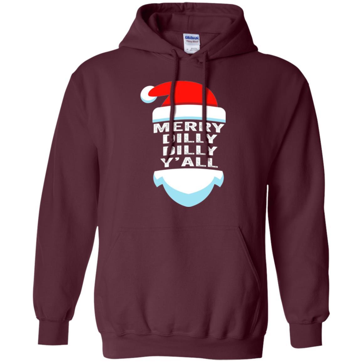 Christmas T-shirt Dilly Dilly Yall Santa Hat Christmas T-shirt Maroon