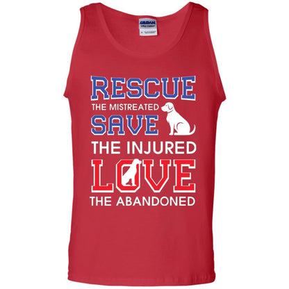 Dog Lover T-shirt Rescue The Mistreated Save The Injured Love The Abandoned Red