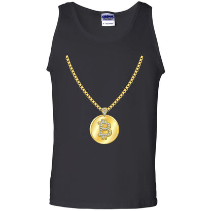Funny Bitcoin T-shirt Gold Chain Cryptocurrency Necklace Black