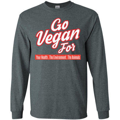 Vegetarian T-shirt Go Vegan For Your Health The Environment The Animals Dark Heather