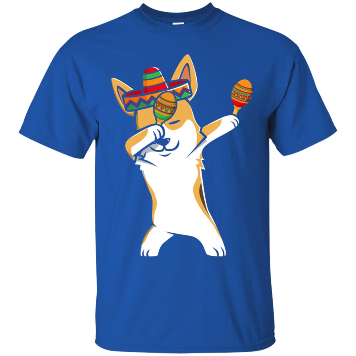Dabbing Corgi Funny Cinco De Mayo T-shirt Royal