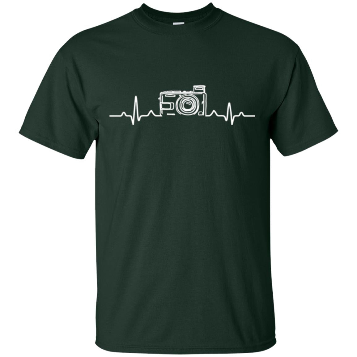 Photographers T-shirt Heart Beat Camera Forest Green