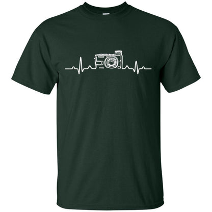 Photographers T-shirt Heart Beat Camera Forest Green