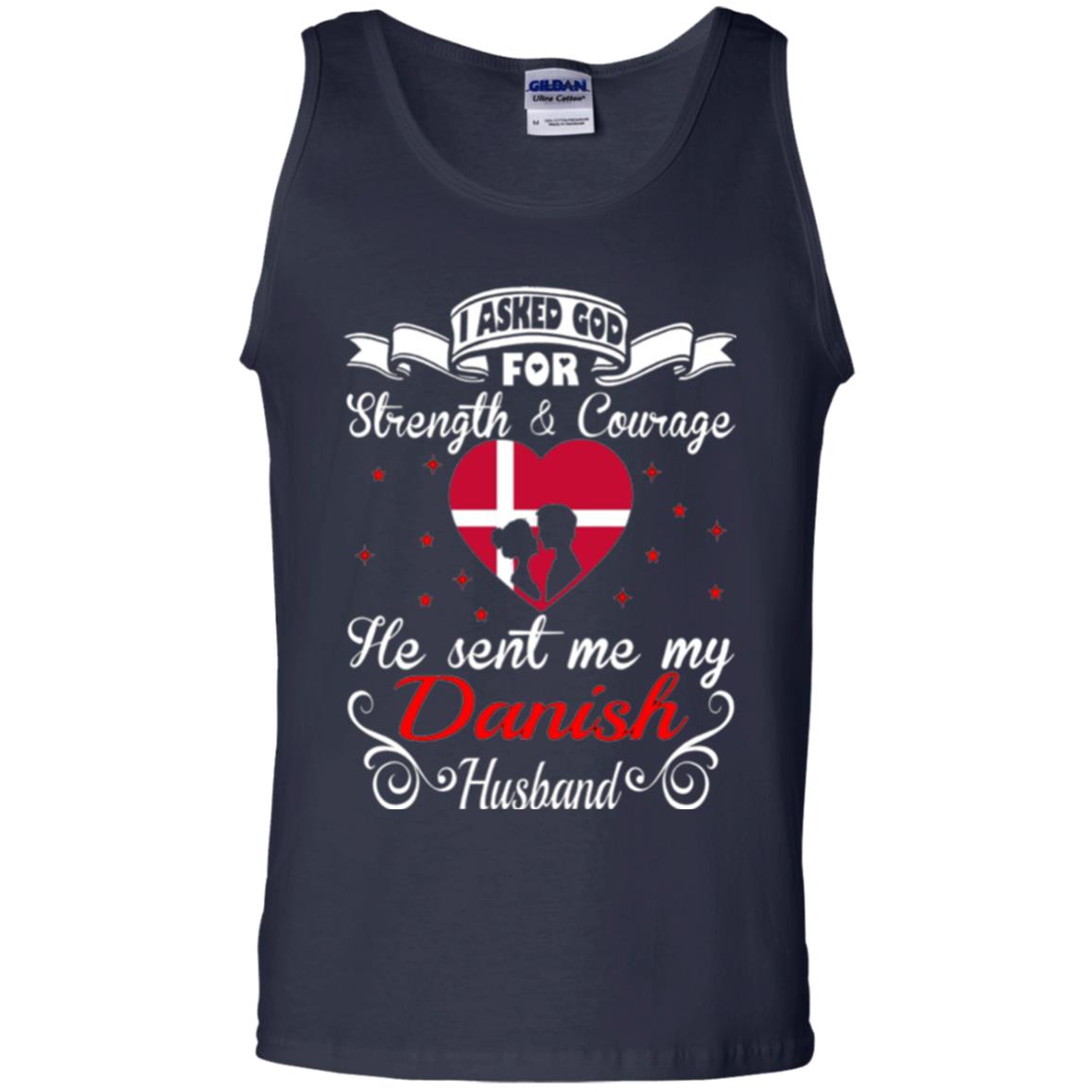 Danish T-shirt I Asked God Strength Courage Navy