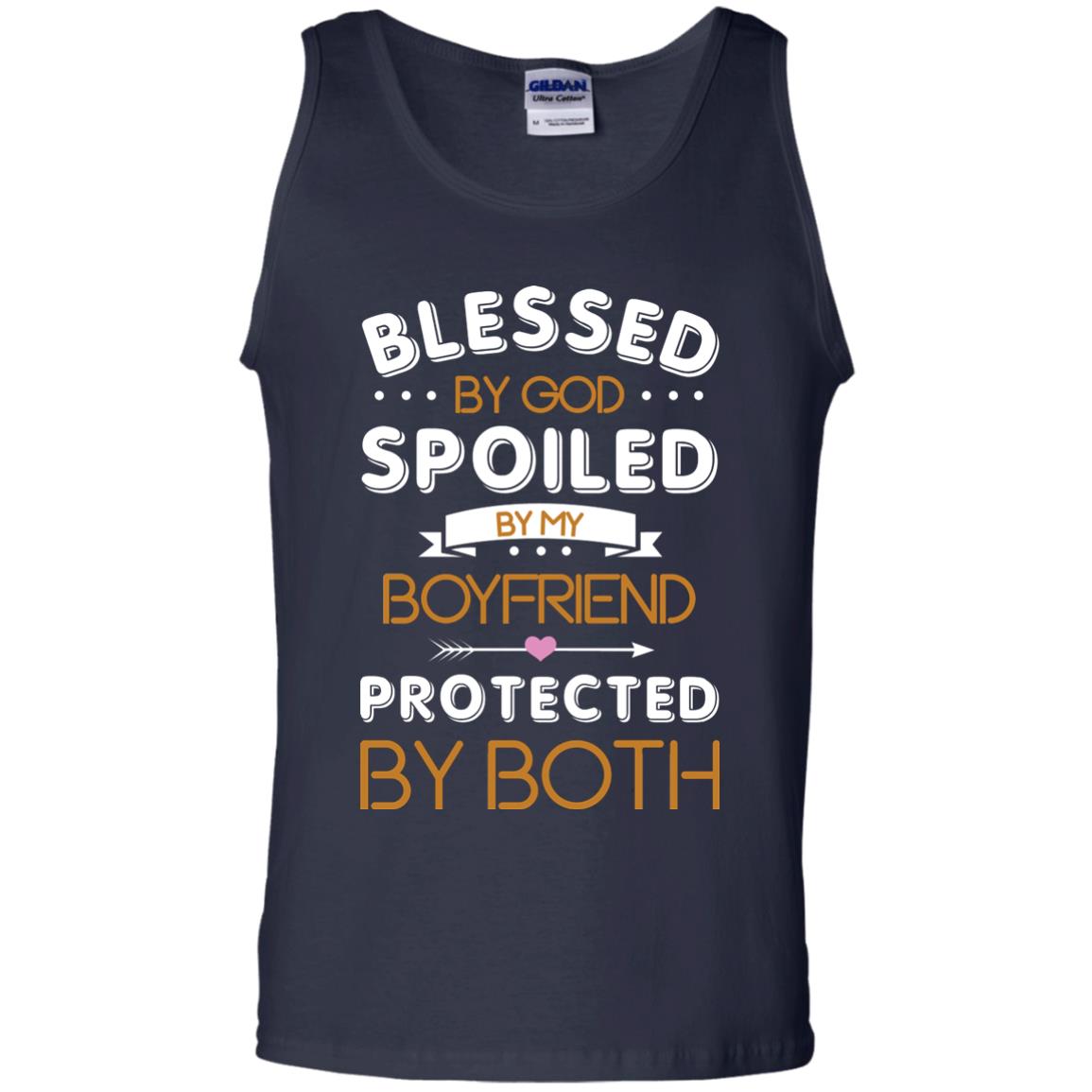 Blessed By God Spoiled By My Boyfriend Protected By Both Shirt Navy