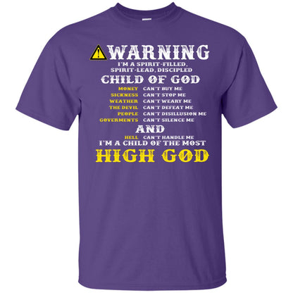 Christian T-shirt Warning I’m A Spirit-filled Spirit-lead Discipled Child Of God Purple
