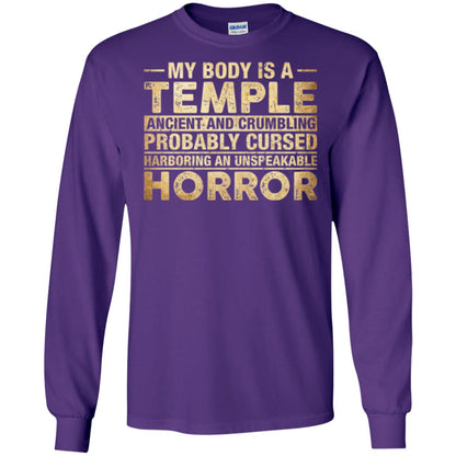 My Body Is A Temple Ancient And Crumbling Probably Cursed T-shirt Purple