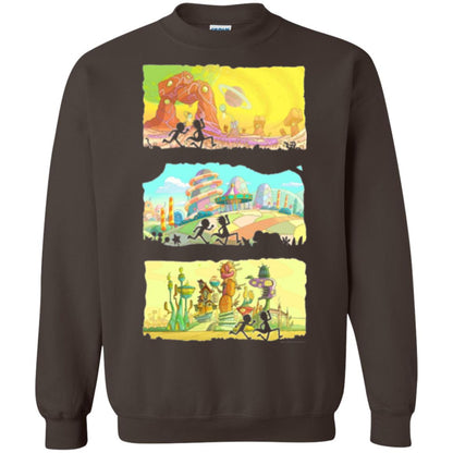 Movie T-shirt Running Silhouettes On Alien Land Dark Chocolate