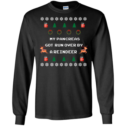 My Pancreas Got Run Over By A Reindeer Ugly Christmas Sweater Shirt Black