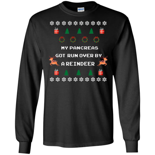 My Pancreas Got Run Over By A Reindeer Ugly Christmas Sweater Shirt Black