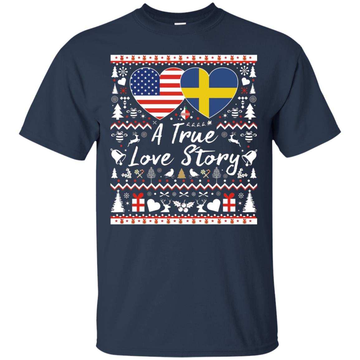 Christmas T-shirt American Swedish A True Love Story Navy