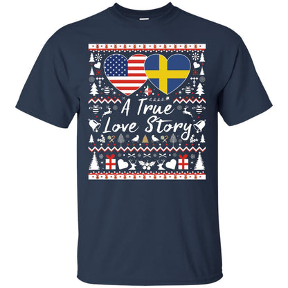 Christmas T-shirt American Swedish A True Love Story Navy
