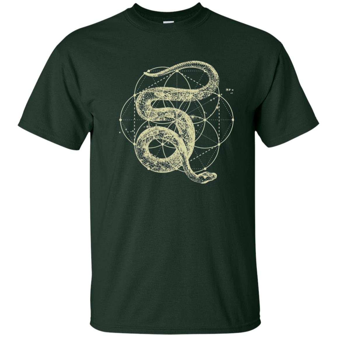 Sacred Geometry Seed Of Life Snake T-shirt Forest