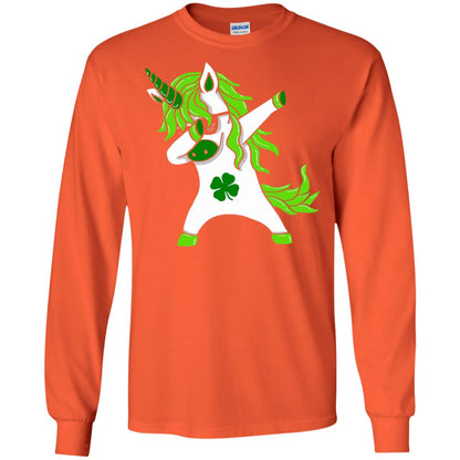Dabbing Unicorn St Patricks Day Lepricorn T-shirt Orange