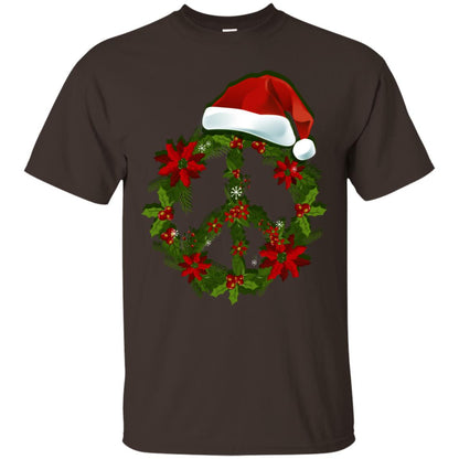 Peace Sign Christmas Wreath Gift Shirt For Men Women Kids Dark Chocolate