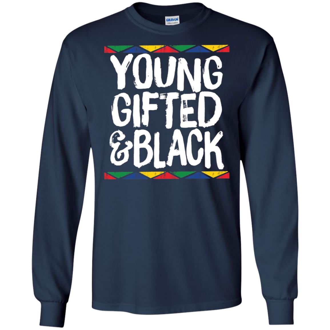 African Pride History Heritage T-shirt Young Gifted And Black Navy