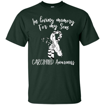 In Loving Memory For My Son Carcinoid Awarenss Zebra Stripe Ribbons Shirt Forest