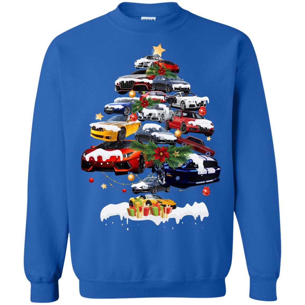 Cars Christmas Tree X-mas Gift Shirt For Mens Or Womens Royal