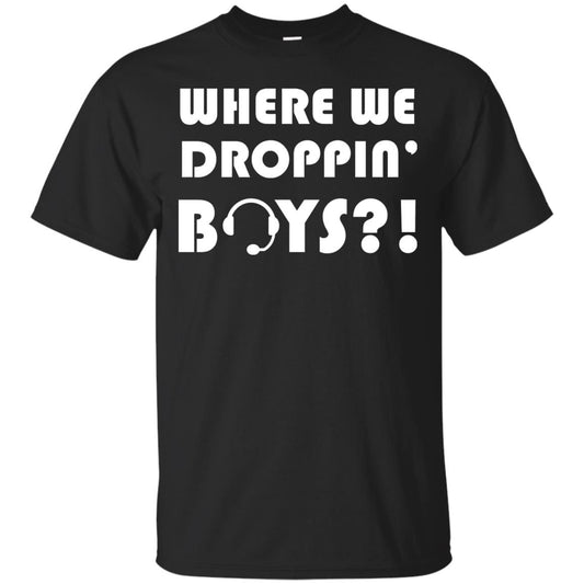 Where We Dropping Boys Gamer Shirt Black