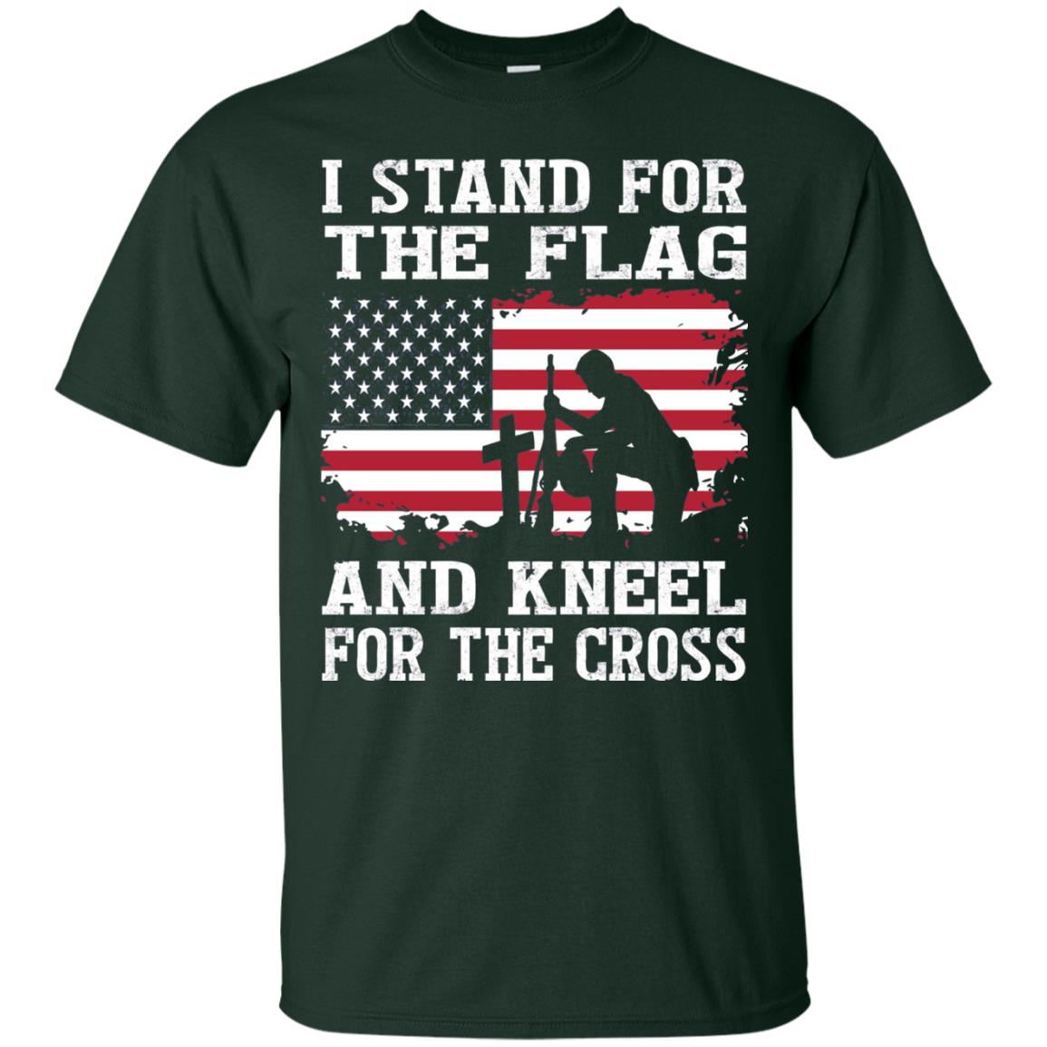 I Stand For The Flag And Kneel For The Cross Military T-shirt Forest