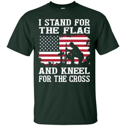 I Stand For The Flag And Kneel For The Cross Military T-shirt Forest