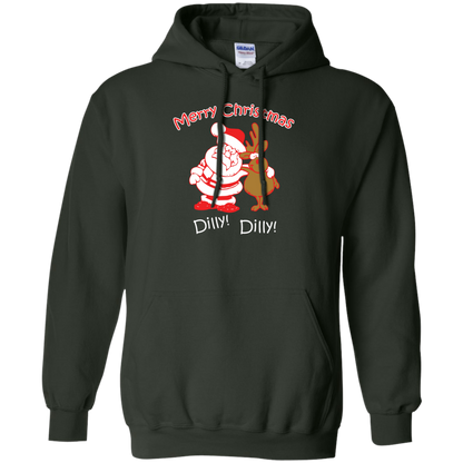 Christmas T-Shirt Merry Christmas Santa And Reindeer Dilly! Dilly! Forest Green